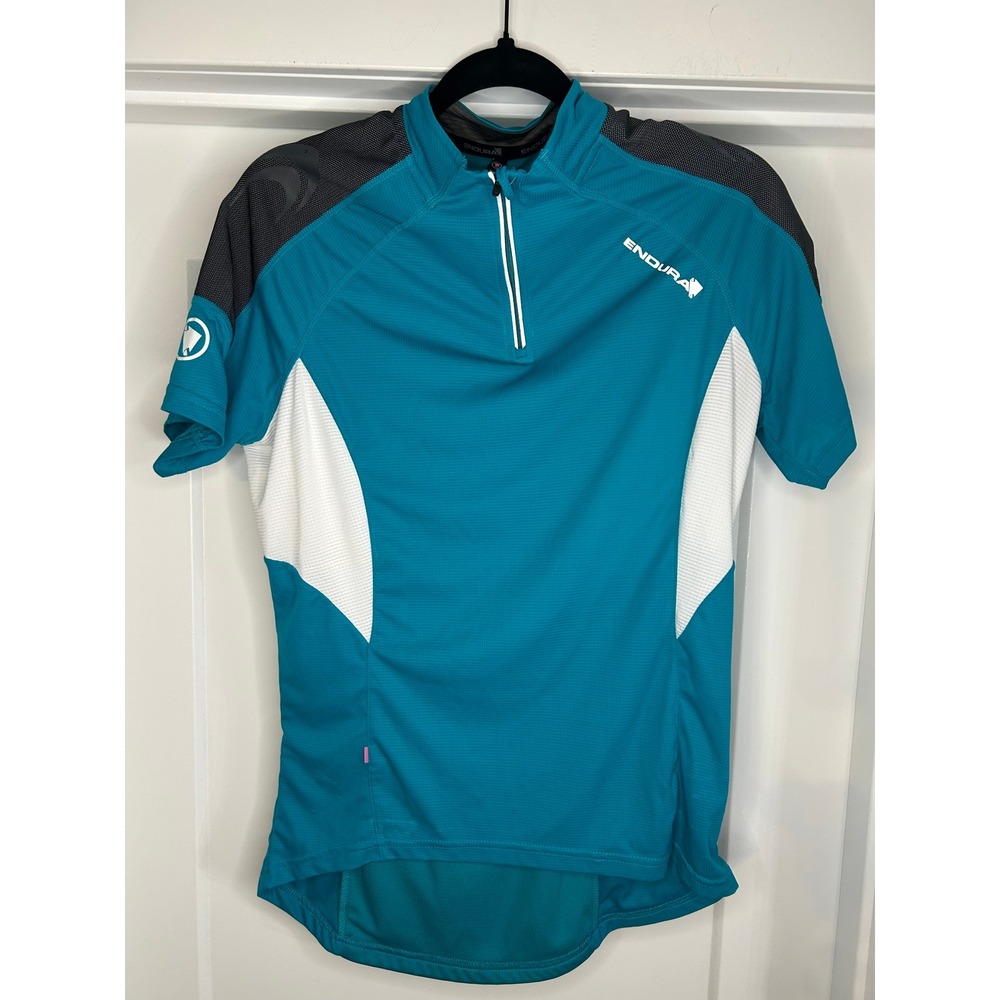 Endura Hummvee Lite Cycling Jersey‎ Womens XL Teal 1/4 Zip Short Sleeve Biking
